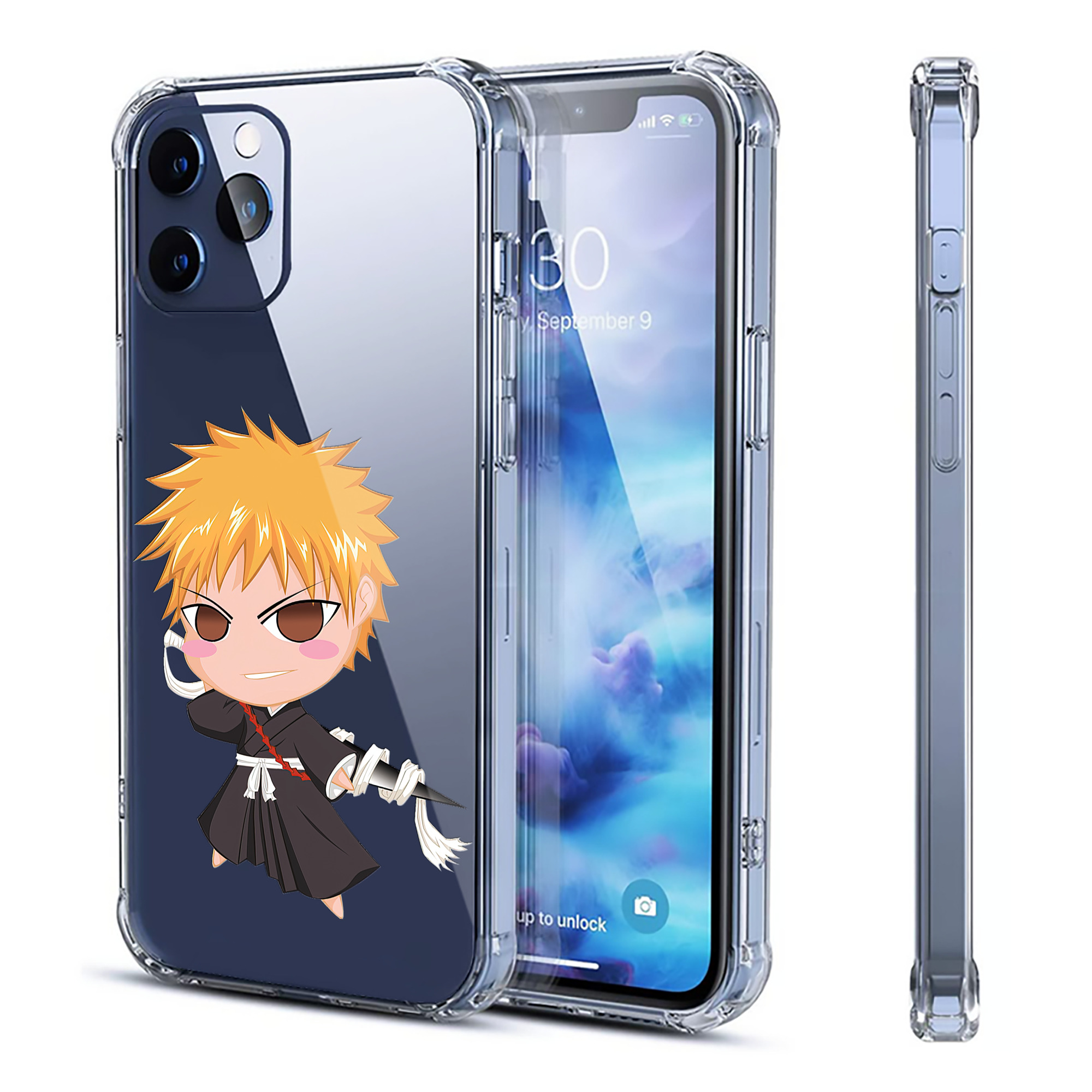 （画像用） ブリーチ 黒崎一護（くろさき いちご）BLEACH Kurosaki Ichigo 【iPhone 12シリーズ対応】透明スマホケース（クリアソフトケース）